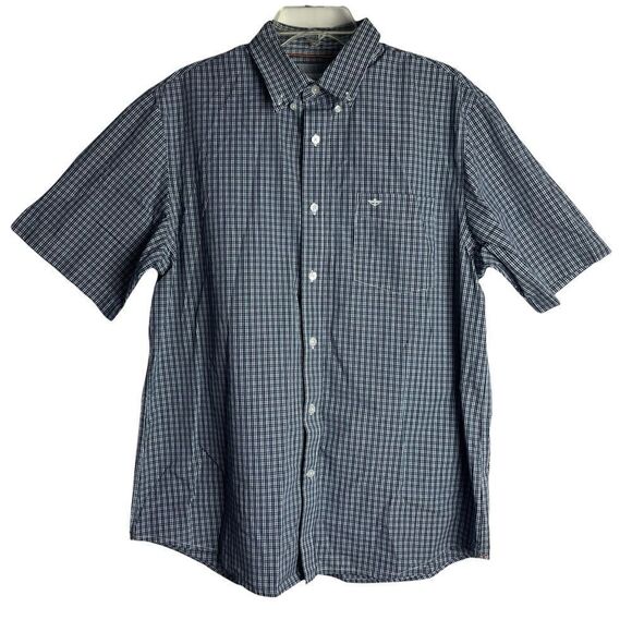 DOCKERS Gingham Button Down Short Sleeve Shirt Size L - Picture 1 of 3
